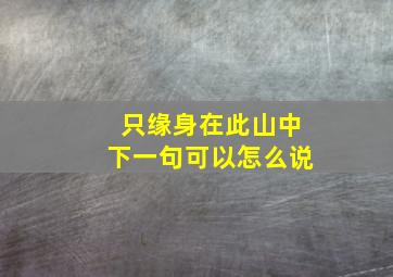 只缘身在此山中下一句可以怎么说