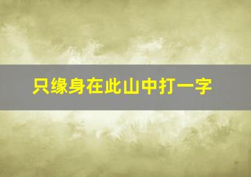 只缘身在此山中打一字