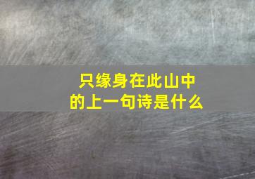 只缘身在此山中的上一句诗是什么