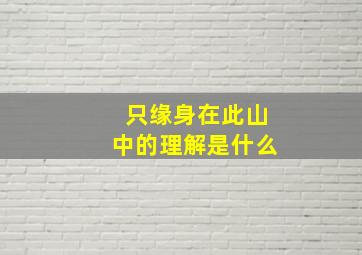 只缘身在此山中的理解是什么