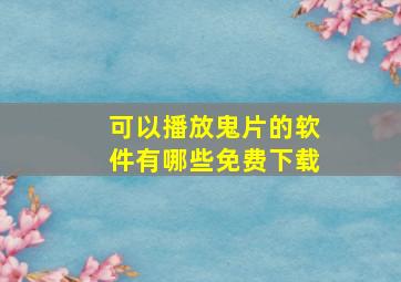 可以播放鬼片的软件有哪些免费下载