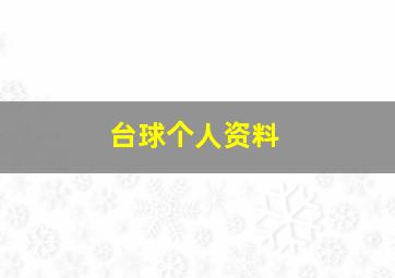 台球个人资料