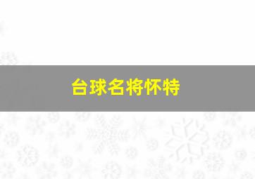 台球名将怀特