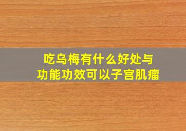 吃乌梅有什么好处与功能功效可以子宫肌瘤