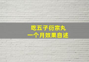 吃五子衍宗丸一个月效果自述