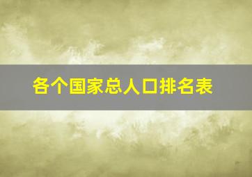 各个国家总人口排名表