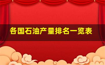 各国石油产量排名一览表