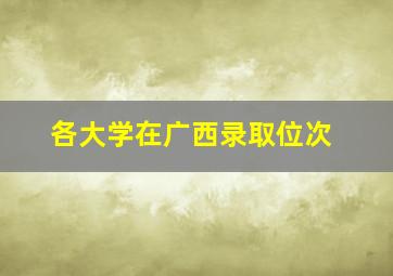 各大学在广西录取位次