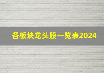 各板块龙头股一览表2024