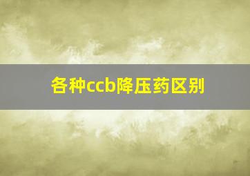 各种ccb降压药区别