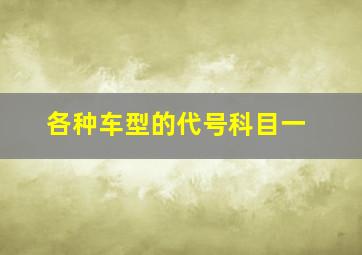 各种车型的代号科目一