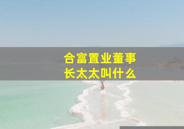 合富置业董事长太太叫什么