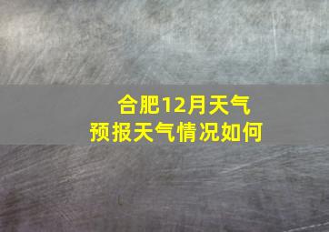 合肥12月天气预报天气情况如何