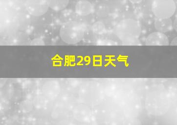 合肥29日天气