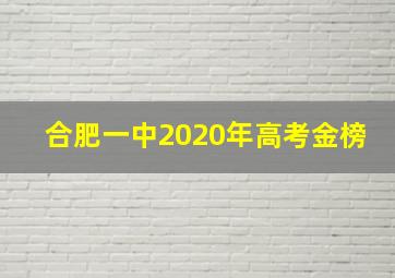 合肥一中2020年高考金榜