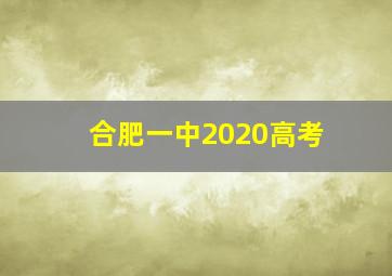 合肥一中2020高考