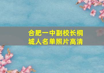 合肥一中副校长桐城人名单照片高清