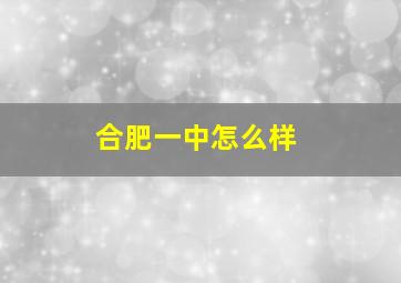 合肥一中怎么样