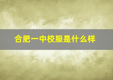 合肥一中校服是什么样