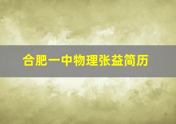 合肥一中物理张益简历