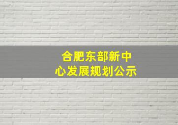 合肥东部新中心发展规划公示