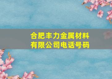 合肥丰力金属材料有限公司电话号码