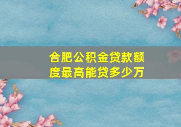 合肥公积金贷款额度最高能贷多少万