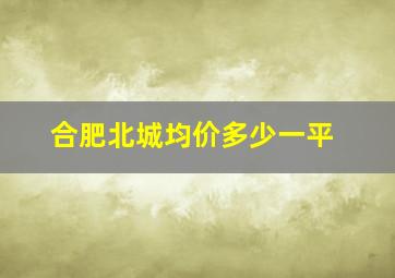 合肥北城均价多少一平