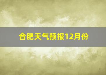 合肥天气预报12月份