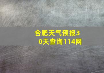 合肥天气预报30天查询114网