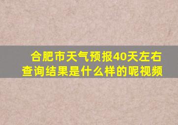 合肥市天气预报40天左右查询结果是什么样的呢视频