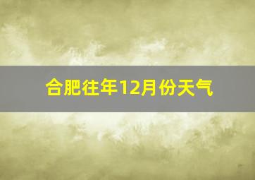 合肥往年12月份天气