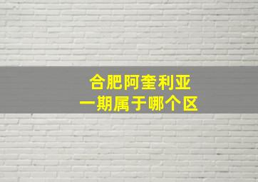 合肥阿奎利亚一期属于哪个区