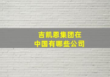 吉凯恩集团在中国有哪些公司