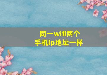 同一wifi两个手机ip地址一样