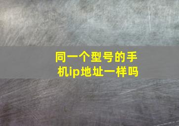 同一个型号的手机ip地址一样吗