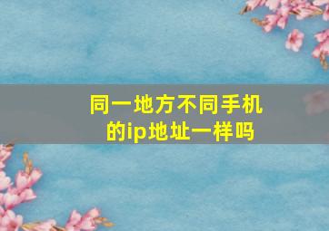 同一地方不同手机的ip地址一样吗