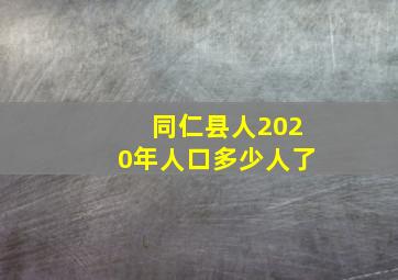 同仁县人2020年人口多少人了