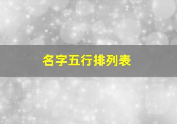 名字五行排列表