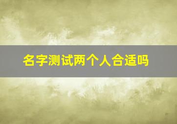 名字测试两个人合适吗