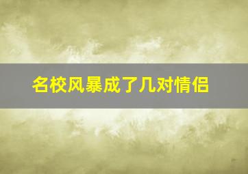 名校风暴成了几对情侣