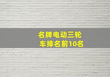 名牌电动三轮车排名前10名