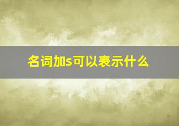 名词加s可以表示什么