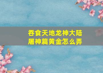 吞食天地龙神大陆屠神篇黄金怎么弄