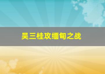 吴三桂攻缅甸之战