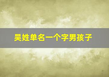 吴姓单名一个字男孩子