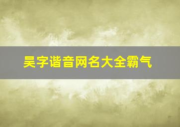 吴字谐音网名大全霸气