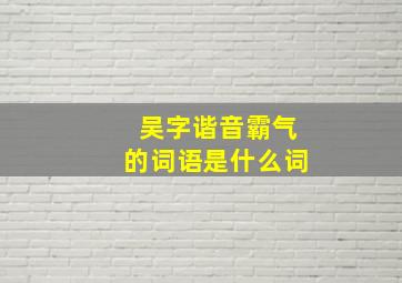 吴字谐音霸气的词语是什么词