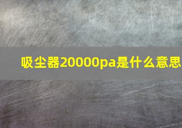 吸尘器20000pa是什么意思