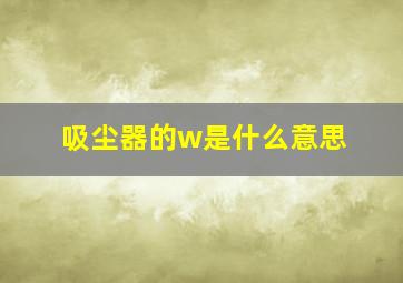 吸尘器的w是什么意思